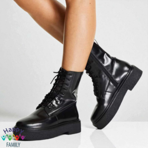 ASOS Black Leather Lace-Up Boots - Size 39