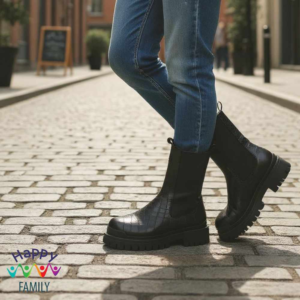 TOP SHOP Croc-Effect Leather Boots – Size 36